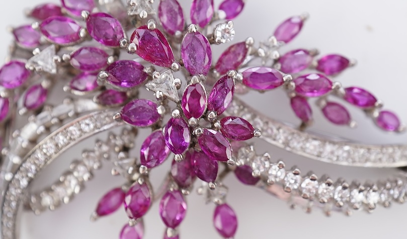 A pink sapphire and diamond brooch, 1960s